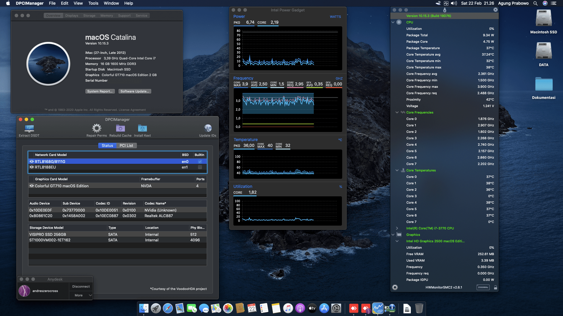 Success Hackintosh macOS Catalina 10.15.3 Build 19D76 in Gigabyte H61M-DS2 + Intel Core i7 3770 + MSI GT710